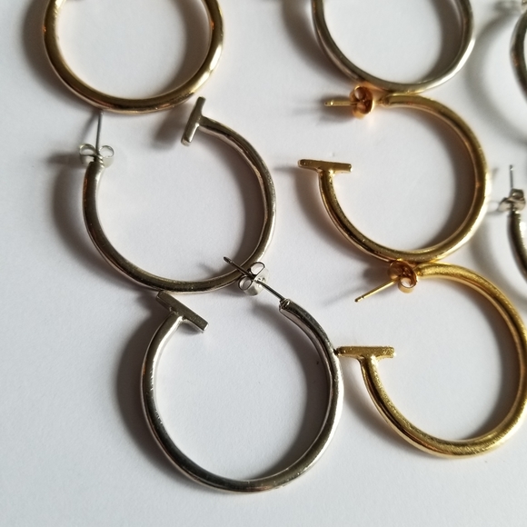 Lot of earrings charm holder six pairs gold tone and silver tone - Picture 13 of 16